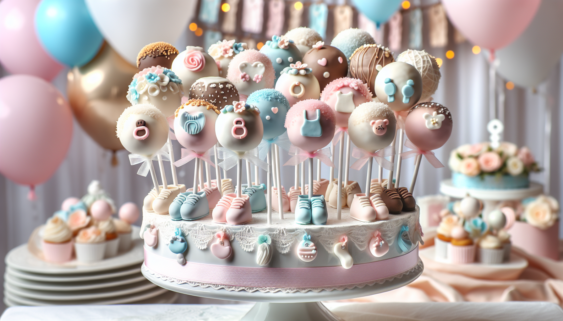 Themed cake pops for a baby shower